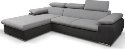 Produktbild von Ecksofa mit Schlaffunktion und Bettkasten, Couch für Wohnzimmer, Schlafsofa Sofagarnitur Sofa Eckcouch L-Form Wohnlandschaft mit Bettfunktion NILUX (Eckosfa NILUX Hellgrau + Dunkelgrau) 284 x 196 x 78 cm, Links Ottomane