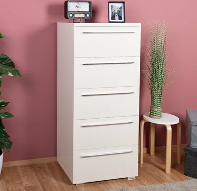 Produktbild von Kommode Siumu 17, Farbe: Beige / Beige Hochglanz - 135 x 60 x 45 cm (H x B x T)
