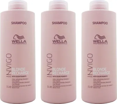 Produktbild von Wella Invigo Blonde Recharge 3 x 1000 ml Shampoo farbauffrischendes Blondshampoo Set
