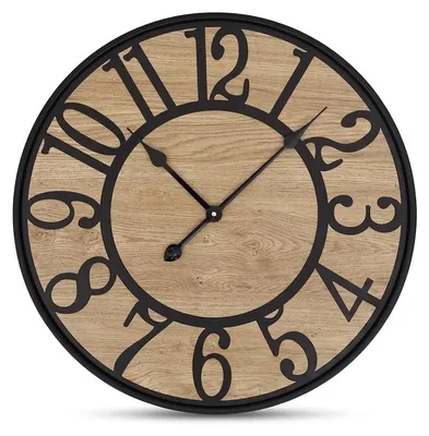 Image de Horloge murale rétro en métal, décorative, noire, 34 cm, style élégant, Image générée par une IA