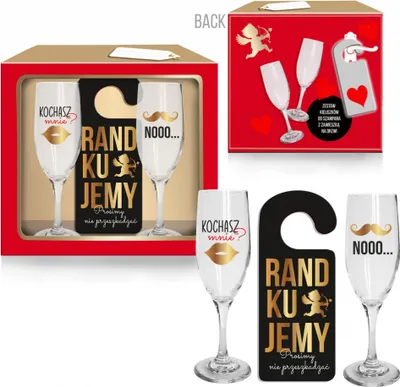 Zdjęcie produktu dla Zestaw 2 Kieliszków Do Szampana Z Zawieszką Randkujemy