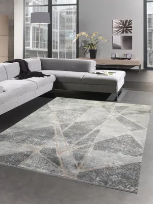 Obrázok produktu pre Koberec do obývačky moderný koberec s geometrickým vzorom dizajnový koberec sivý rozmer - 120x170 cm