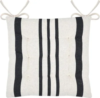 Zdjęcie produktu dla STOF | Poduszka dekoracyjna – poduszka na krzesło – 38 x 38 cm – czarna – beżowa – 100% bawełna – poduszka do siedzenia – wzór w paski – dekoracyjna