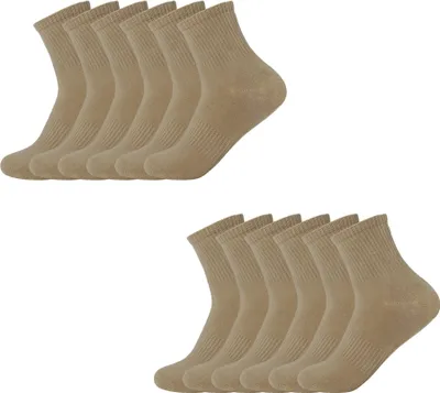 Produktbild von 12 Paar Socken aus reiner Baumwolle mittlerer Länge einfarbig Sport Geruchsverhütung 37-45 Hellbraun