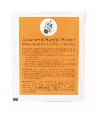 Immagine prodotto di Lo zolfo in polvere di Arasuan, il potassio disfulfit (E224) è ildell'acido solforoso 2 x 10 g
