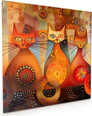 Produktbild von Küchenrückwand Spritzschutz Glas mit Motiv Katzenkunstwerk 40 x 40 cm