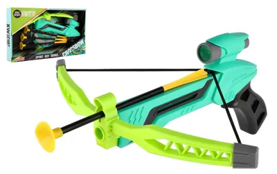 Obrázok produktu pre Pistole/kuša s lukom na prísavky, plastová, 25 cm + 3 šípy v krabici 36 x 21 x 5 cm