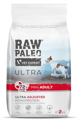 Obrázek produktu pro Suché krmivo Raw Paleo Ultra Beef Adult Mini 2kg s hovězím masem pro dospělé psy malých plemen