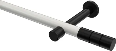 Produktbild von Interdeco Gardinenstange / Vorhangstange Weiß / Schwarz, Typ Prestige Elanto (Rillenzylinder) ohne Ringe, 20 mm Ø 1-läufig, 400 cm