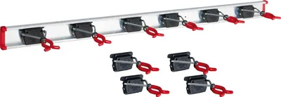Produktbild von BRUNS Alu-Gerätehalter-Set, inkl. 10 Halter, und 1x Schiene Länge 500 mm