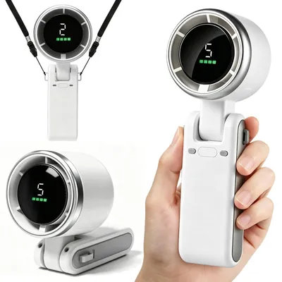 Produktbild von Handventilator, Tragbarer Mini Ventilator, Wiederaufladbar, Kleiner Taschenventilator Mit 5 Geschwindigkeitsstufen, 180° Faltbarer USB-Ventilator