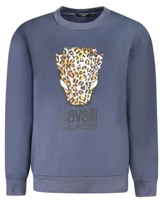 Produktbild von Blauer Damenpullover mit Rundhals und Print-Design – Langer Arm