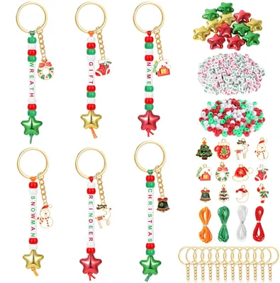 Kerstsleutelhanger-Knutschetset, 540 Teile, Buchstabenperlen, DIY