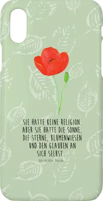 Produktbild von Mr. & Mrs. Panda Iphone 10 Handyhülle Blume Mohnblume - Blattgrün - Geschenk, Mohn, X, Garten, Respekt, Selbstliebe, Glaube, Religion, Hülle, Handy, Cover