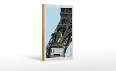 Produktbild von Holzschild Reise 12x18cm Eiffel Tower Paris Reiseziel Tourismus