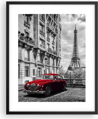 Produktbild von Gerahmtes Poster - Schwarzer Rahmen - Auto Eiffle Straße Gebäude - 40x50 cm - Wand Bild - Wanddeko - Wandbilder - Wandposter - Bilderrahmen - Bilder - Kunstdruck - Wandbild - P2BPA40x50-3214