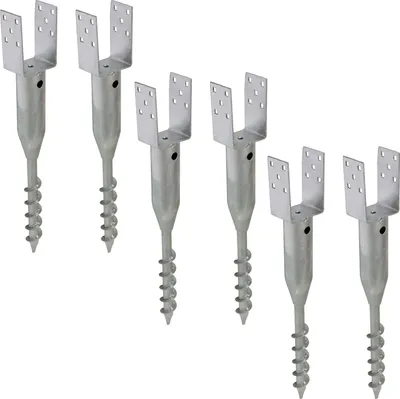 Produktbild von 6x U-Profil Bodenhülse zum Einschrauben 9x9 cm 68,5 cm Länge feuerverzinkt für Vierkanthölzer 90 mm