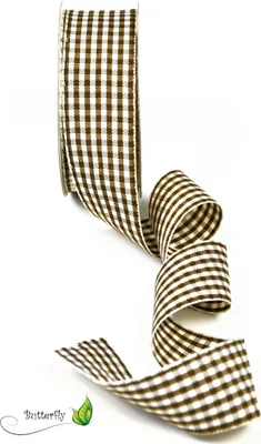 Produktbild von Karoband 25mm, 10 Meter, Farbe:creme / braun 850