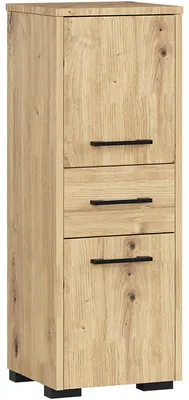 Image de Meuble de Salle de Bain FIN 2D 1D Dąb Artisan - Style et Fonctionnalité avec Portes Tiroirs et Étagères