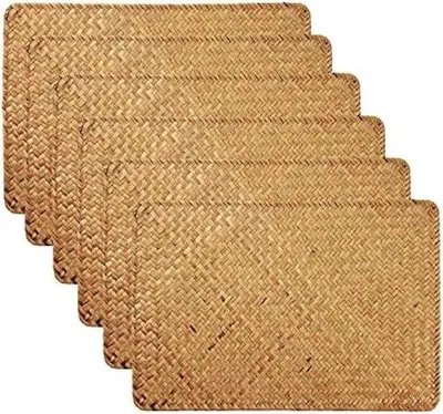 Produktbild von Famanu Platzsets aus gewebtem Rattan - Antirutsch, hitzebeständig, rechteckig, Set von 6