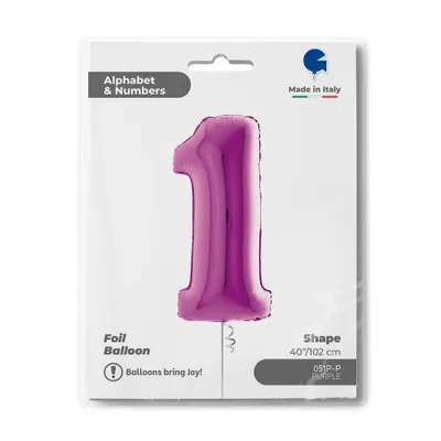 Obrázek produktu pro Balón foliový číslice 1 - TMAVĚ RŮŽOVÁ - 102 cm