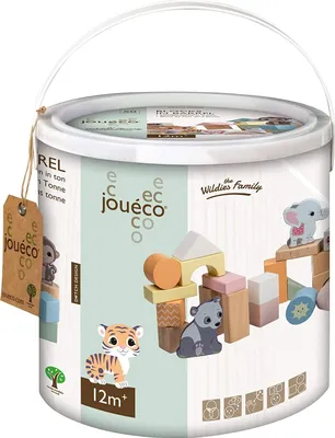 Obrázok produktu pre Drevené kocky so zvieratkami vo vedierku 50 ks