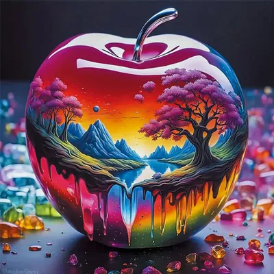 Kreuzstich-Set, Apfel-Motiv, 11ct, 36x36 cm, DIY-Stickpaket