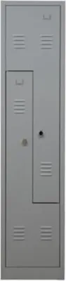 Produktbild von Garderobenspind Camel | 2-Fächer-Z-Design| HxBxT 180x41x50 cm | Vorhängeschloss | Grau