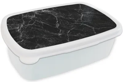 Produktbild von KitchenYeah® Lunchbox Brotzeit Brotdose 17x11 cm Marmor - Stein - Linie - Marmoroptik - Schwarz - Luxus Kinder Brotzeitdose - Lunch Box - Kinder - Sandwich-Box - Schulbox - Lunch Boxen