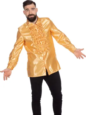 Produktbild von Disco Rucheshemd Uni Satijn Goud 56