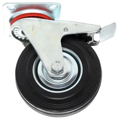Productafbeelding van Wielen voor karren, 5 inch / 12,5 cm, zwenkbaar met rem, model 10284