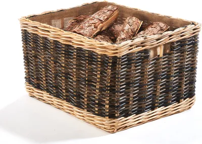 Obrázek produktu pro Kobolo nosič dřeva ratan s jutovou tkaninou a rukojetí dvoubarevný koš na dřevo na topení ratanový koš na dřevo koš na dřevo na topení koš na dřevo na topení koš na dřevo na topení