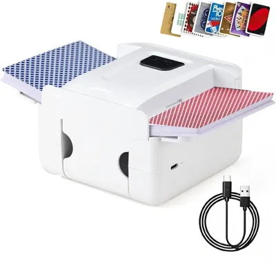 Image de Mélangeur de cartes électrique, mélangeur de cartes automatique (modèle A), batterie de 2000 mAh, fonctionnement automatique/manuel, faible bruit, idéal pour le poker, le UNO, le blackjack, le Skip-BO, parfait comme cadeau