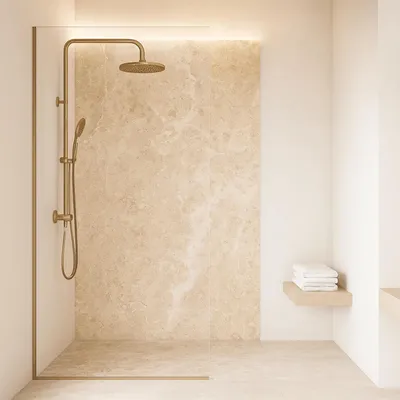 Produktbild von Duschrückwandset 'Bladel' 4er Set 120 x 60 cm Beige Stone