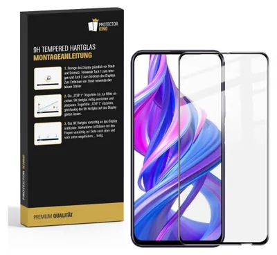 Produktbild von 1x Hartglas für Huawei Honor 9X FULL COVER Displayschutz Panzerfolie HD SW Klar Panzerglas Schutzglas