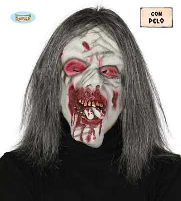 Produktbild von Zombie Maske mit Haaren für Erwachsene
