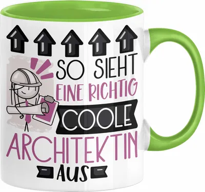 Produktbild von Architektin Geschenk Tasse Lustig Geschenkidee für Architektin Geburtstag So Sieht Eine Richtig Coole Architektin Aus Frauen Spruch (Grün)