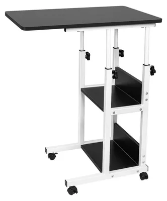 Produktbild von Laptoptisch höhenverstellbar mit Rollen, Betttisch Beistelltisch, Computertisch mobil, 60 x 40 x 76-86,5 cm, schwarz