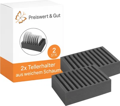 Produktbild von 2 x Tellerhalterung für 10 Teller – Geschirrhalter aus Schaumblock, sicherer Halt im Wohnwagen und zu Hause, anthrazit