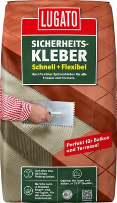 Produktbild von 20kg Lugato Sicherheitskleber Fliesenkleber Schnell + Flexibel für Treppen Balko...