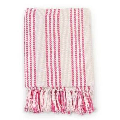 Immagine prodotto di Copriletto in Cotone a Righe 220x250 cm Rosa e Bianco