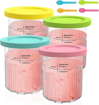Produktbild von 4 Stück Behälter für Ninja Creami Deluxe Pints, 680 ml Eisbehälter für NC500 NC501-Serie