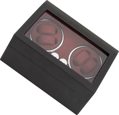 Produktbild von INF Automatischer Uhrenbeweger mit LED, Fünf Rotationsmodi, Lederfinish Rot
