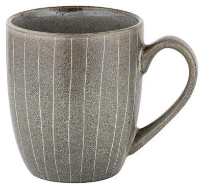 Produktbild von Robuste Graue gestreifte Keramik Tasse 380 ml, spülmaschinen- & mikrowellengeeignet