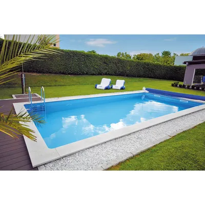 Produktbild von KWAD Styropor Pool de Luxe mit Edelstahlleiter KWAD Styropor Pool Set de Luxe mit Edelstahlleiter 6 x 3 x 1,5 m blau