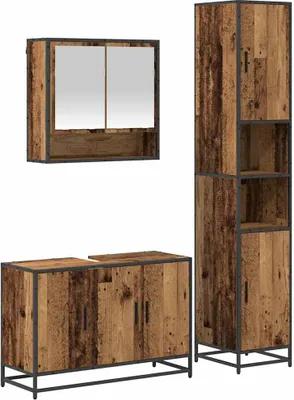 Immagine prodotto di vidaXL Set di mobili da bagno, 3 pezzi, legno massello riciclato e materiale composito di legno