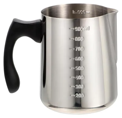 Produktbild von Milchaufschäumbecher aus Edelstahl 1000ml mit Skala für Latte Art und den Haushalt Ergonomischer Griff Robust und Einfach zu Reinigen