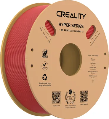 Zdjęcie produktu dla Filament Creality Hyper-PLA, oficjalny filament PLA firmy Creality, filament do drukarek 3D przeznaczony do drukowania z dużą prędkością, dokładność wymiarowa +/-0,03 mm, 1 kg/szpula (czerwony), do większości drukarek 3D typu FDM