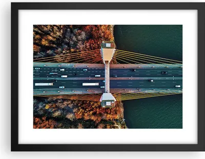Produktbild von Gerahmtes Poster - Schwarzer Rahmen - Brücke Siekierkowski Warschau - 40x30 cm - Wand Bild - Wanddeko - Wandbilder - Kunstposter - Wandposter - Bilderrahmen - Bilder - Kunstdruck - P2BAA40x30-4663