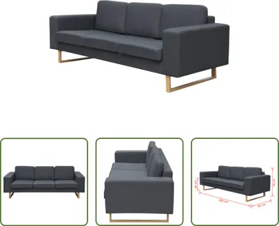 Produktbild von The Living Store Sofa 3-Sitzer Stoff Dunkelgrau